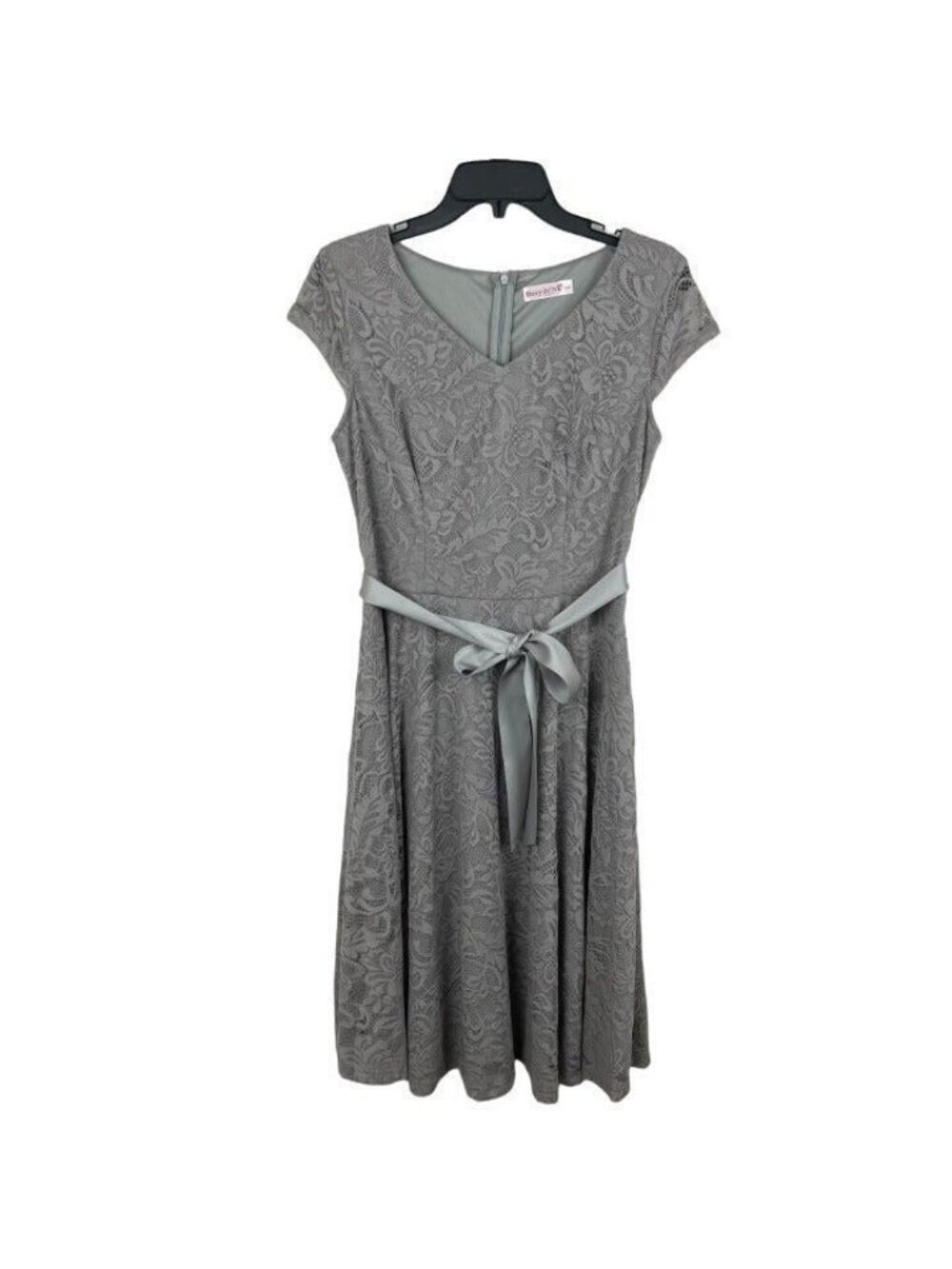 BeryLove Women's Floral Lace Short Sleeve Bridesmaid Dress Size L